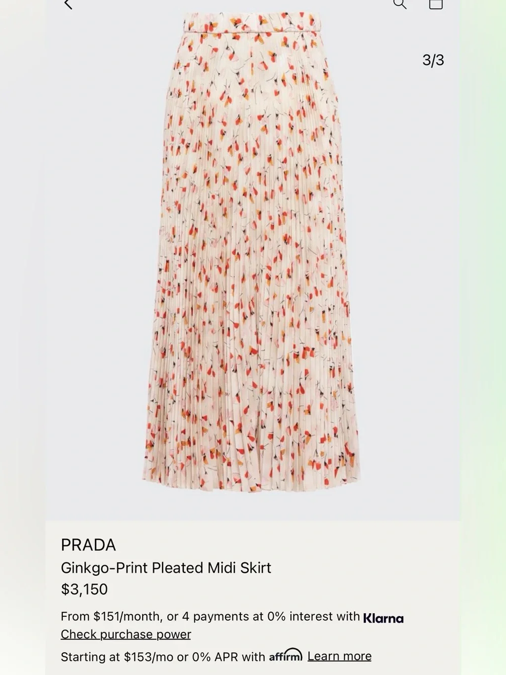 Prada lightweight pleated
